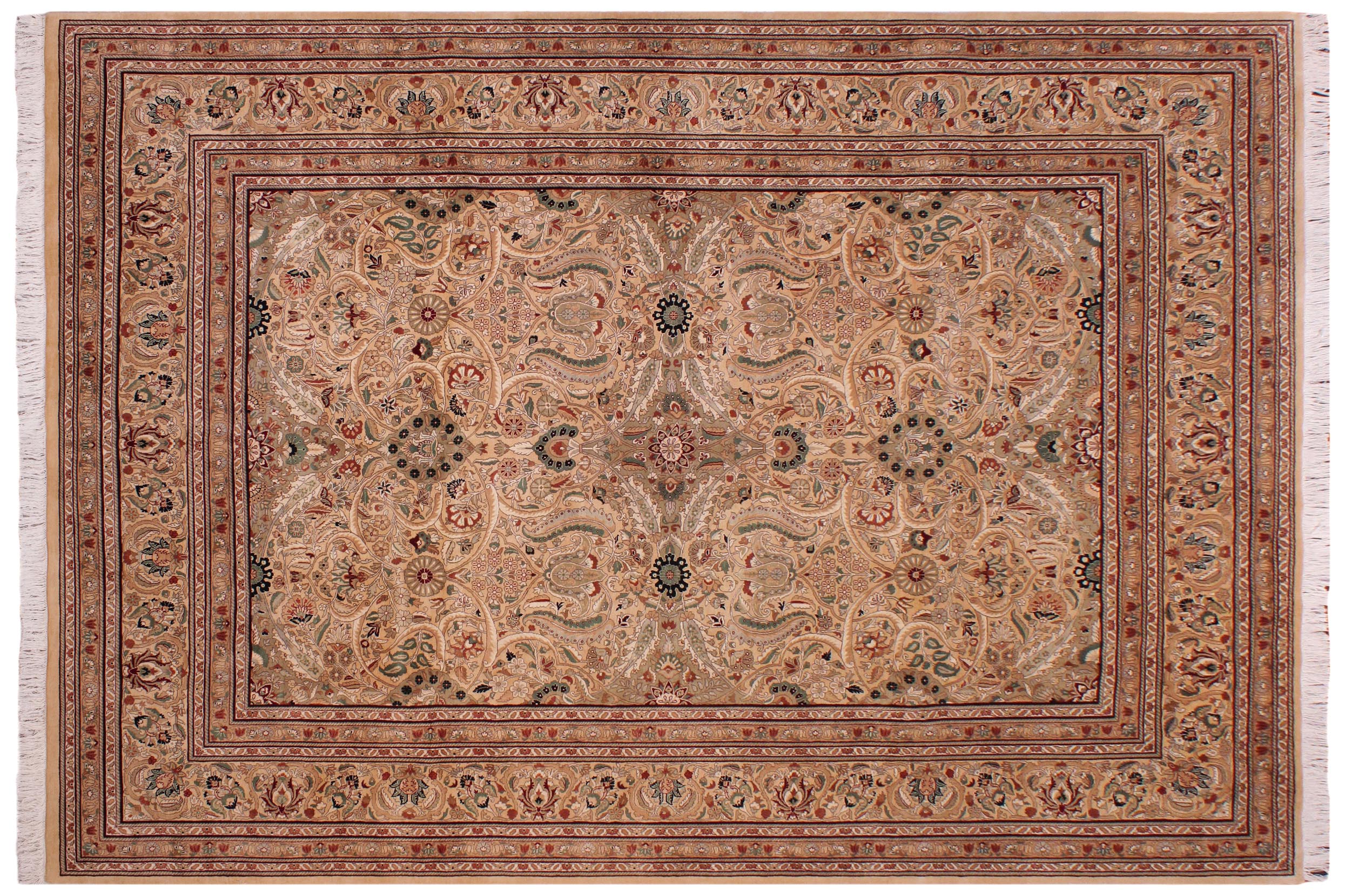 handmade Traditional Lahore Ivory Ivory Hand Knotted RECTANGLE 100% WOOL area rug 9x12