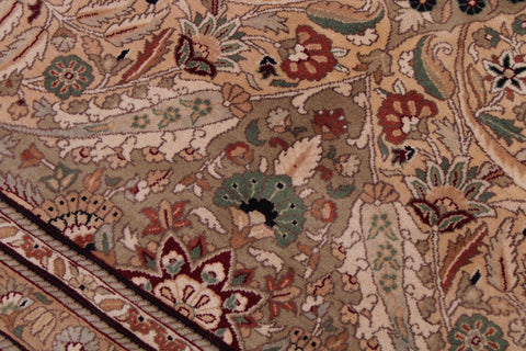 handmade Traditional Lahore Ivory Ivory Hand Knotted RECTANGLE 100% WOOL area rug 9x12