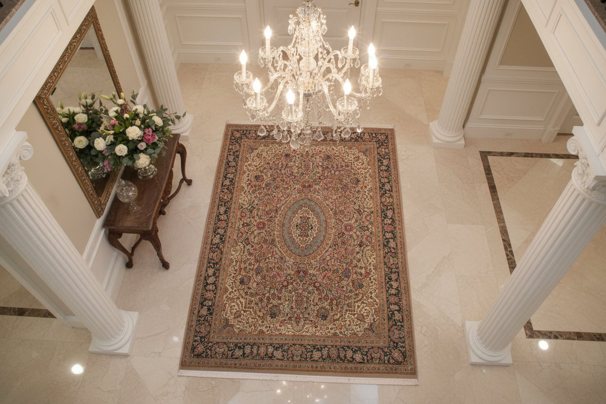 handmade Traditional Hussani Gray Drk.green Hand Knotted RECTANGLE 100% WOOL area rug 9x12