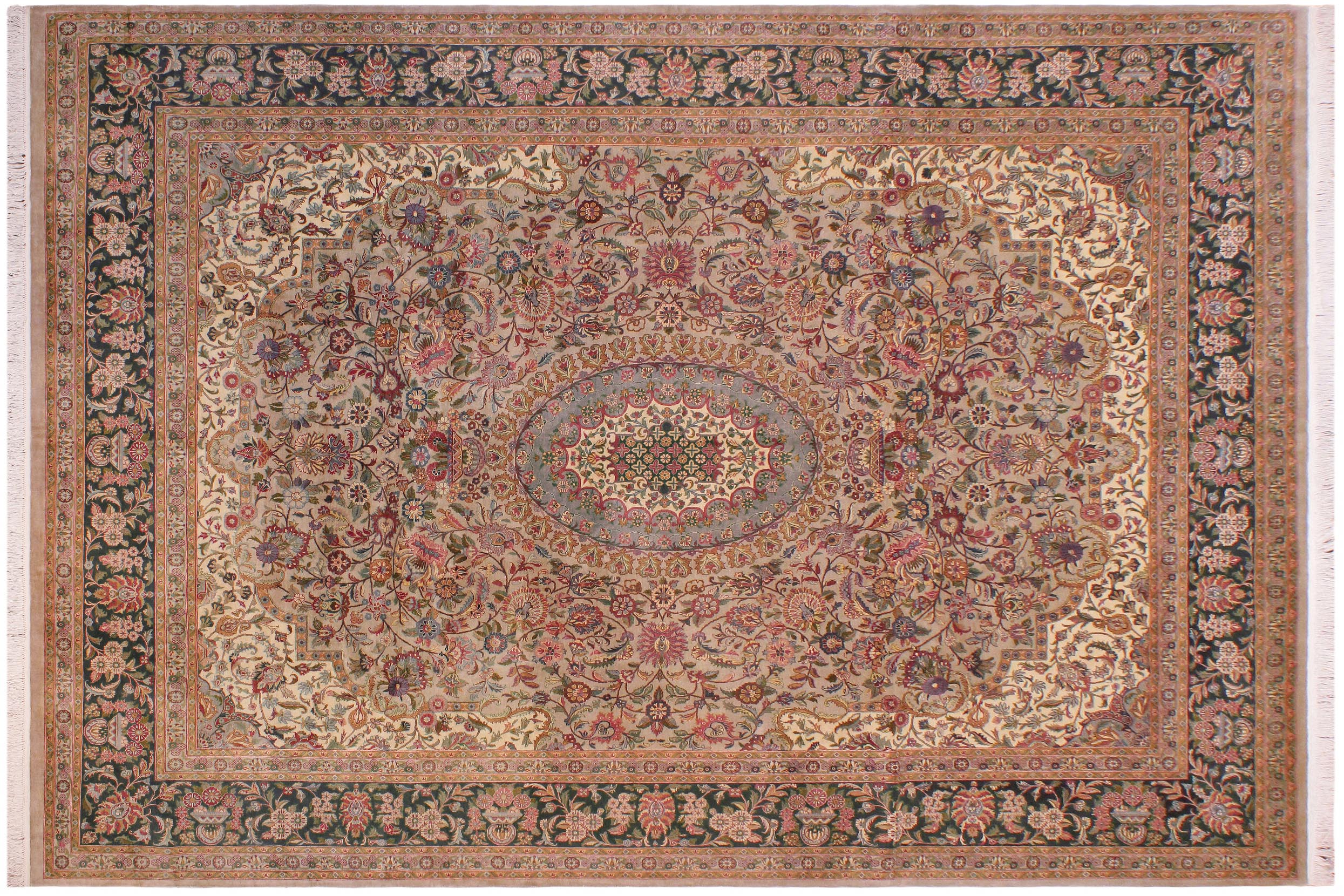 handmade Traditional Hussani Gray Drk.green Hand Knotted RECTANGLE 100% WOOL area rug 9x12