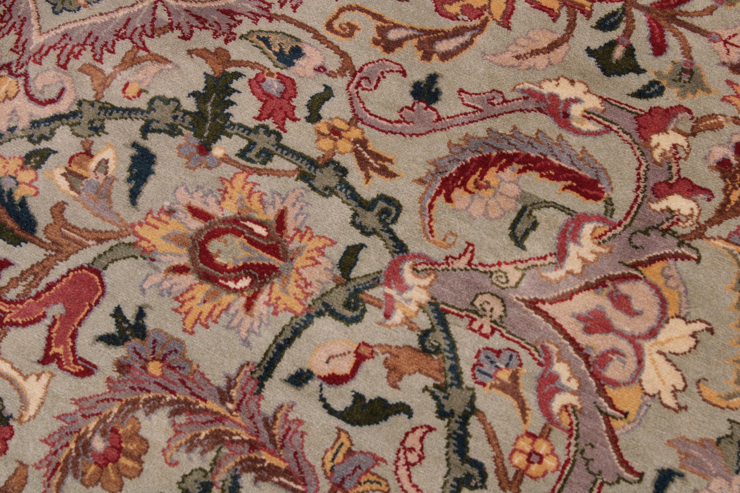 handmade Transitional Kashan Lt. Green Lt. Green Hand Knotted RECTANGLE 100% WOOL area rug 9x12