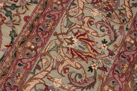 handmade Transitional Kashan Lt. Green Lt. Green Hand Knotted RECTANGLE 100% WOOL area rug 9x12