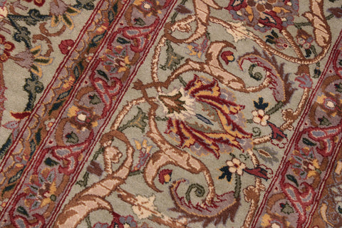 handmade Transitional Kashan Lt. Green Lt. Green Hand Knotted RECTANGLE 100% WOOL area rug 9x12