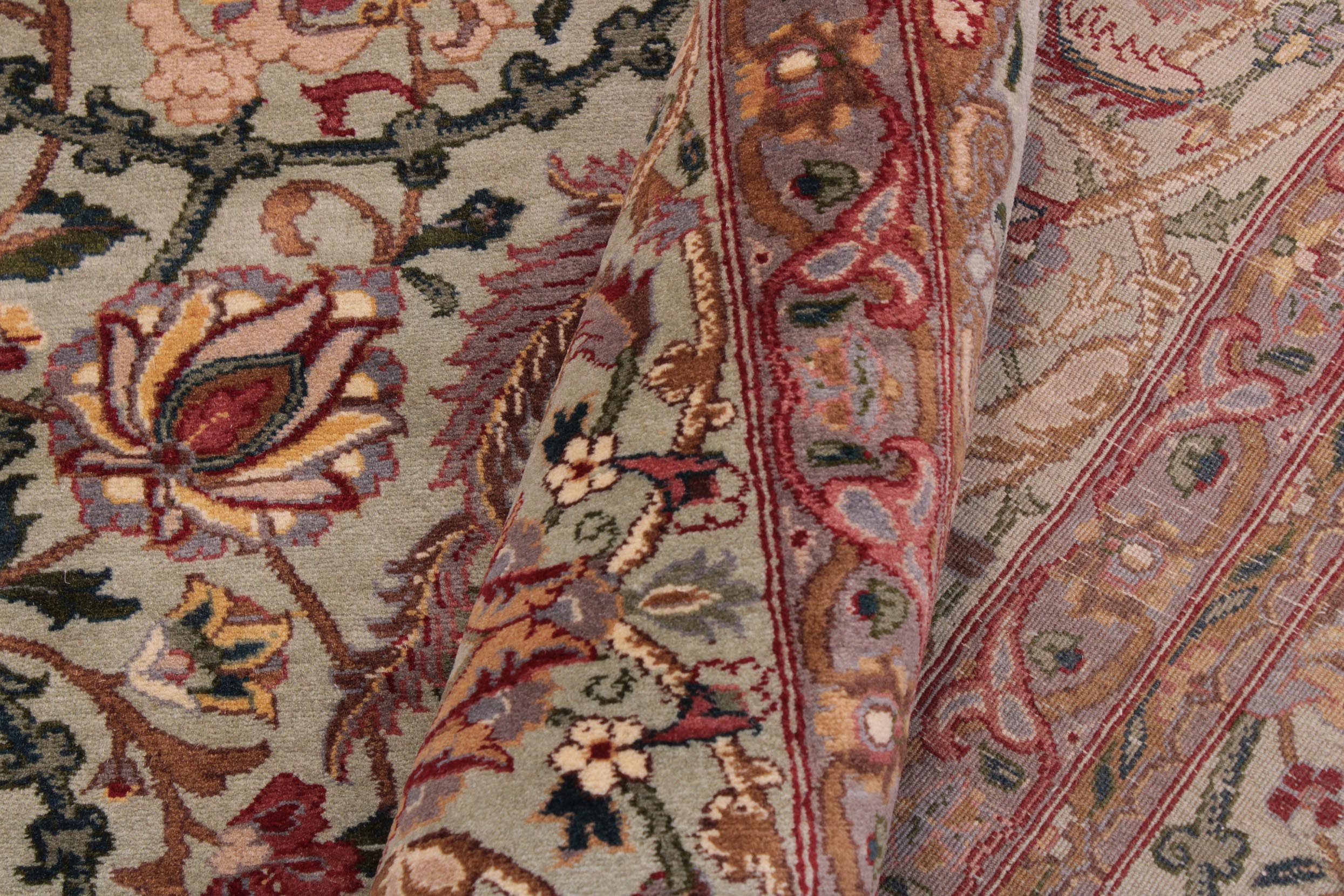 handmade Transitional Kashan Lt. Green Lt. Green Hand Knotted RECTANGLE 100% WOOL area rug 9x12