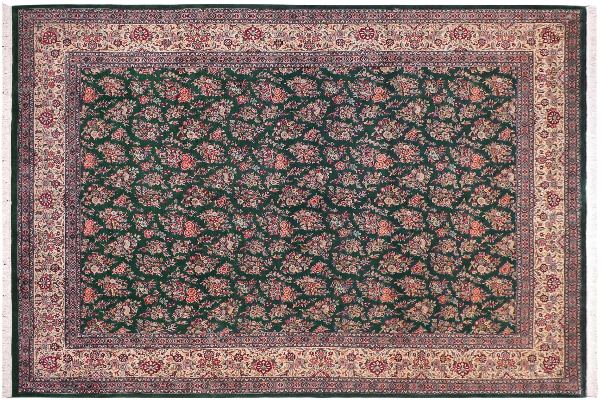 handmade Transitional Sarook Green Green Hand Knotted RECTANGLE 100% WOOL area rug 9x12