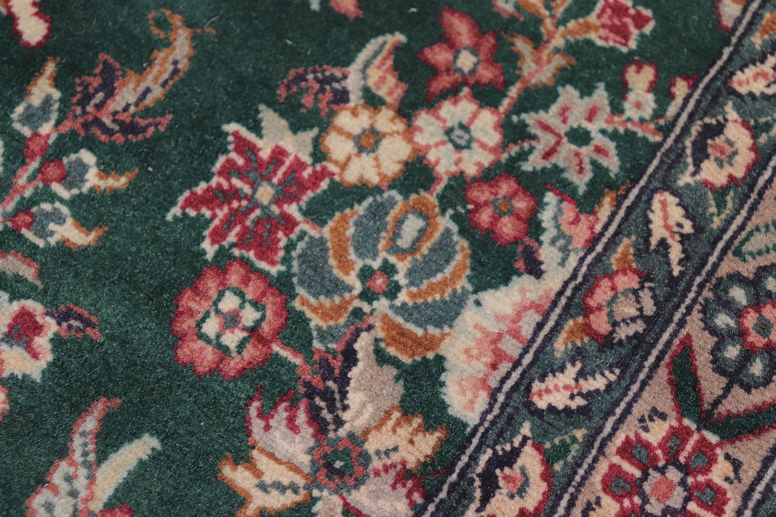 handmade Transitional Sarook Green Green Hand Knotted RECTANGLE 100% WOOL area rug 9x12