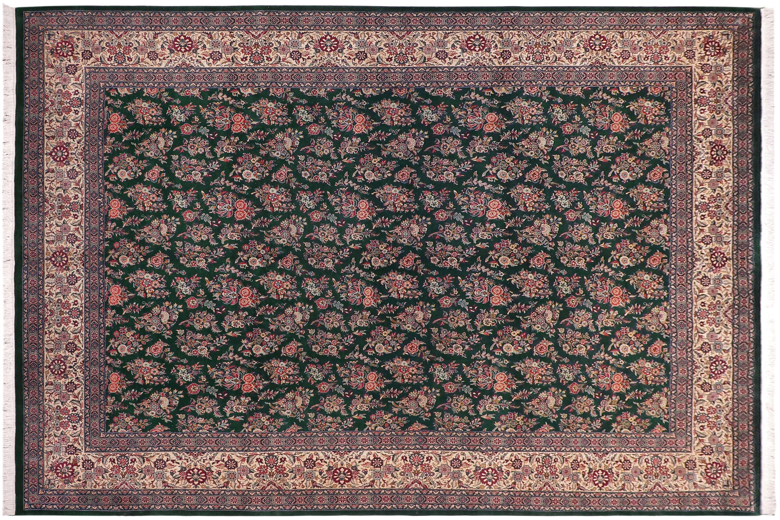 handmade Transitional Sarook Green Green Hand Knotted RECTANGLE 100% WOOL area rug 9x12
