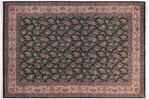 handmade Transitional Sarook Green Green Hand Knotted RECTANGLE 100% WOOL area rug 9x12