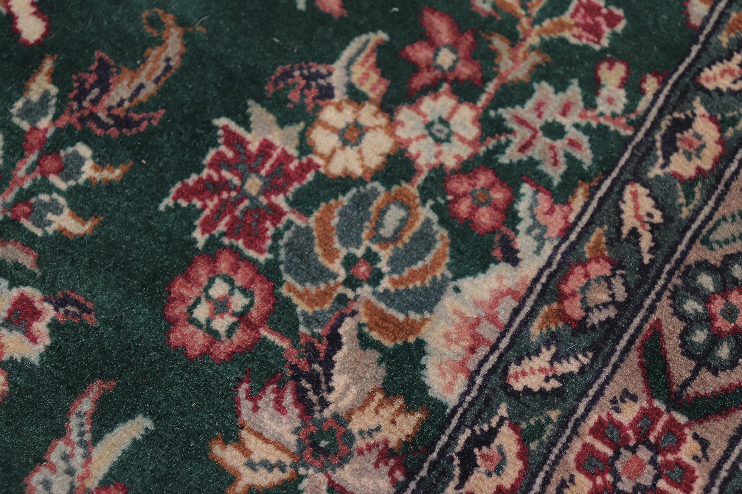 handmade Transitional Sarook Green Green Hand Knotted RECTANGLE 100% WOOL area rug 9x12