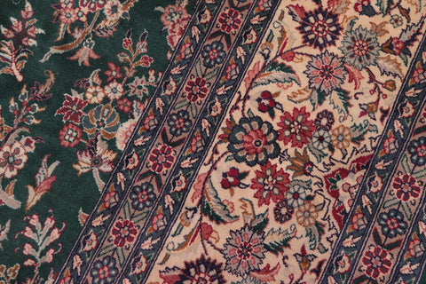 handmade Transitional Sarook Green Green Hand Knotted RECTANGLE 100% WOOL area rug 9x12