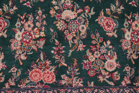 handmade Transitional Sarook Green Green Hand Knotted RECTANGLE 100% WOOL area rug 9x12