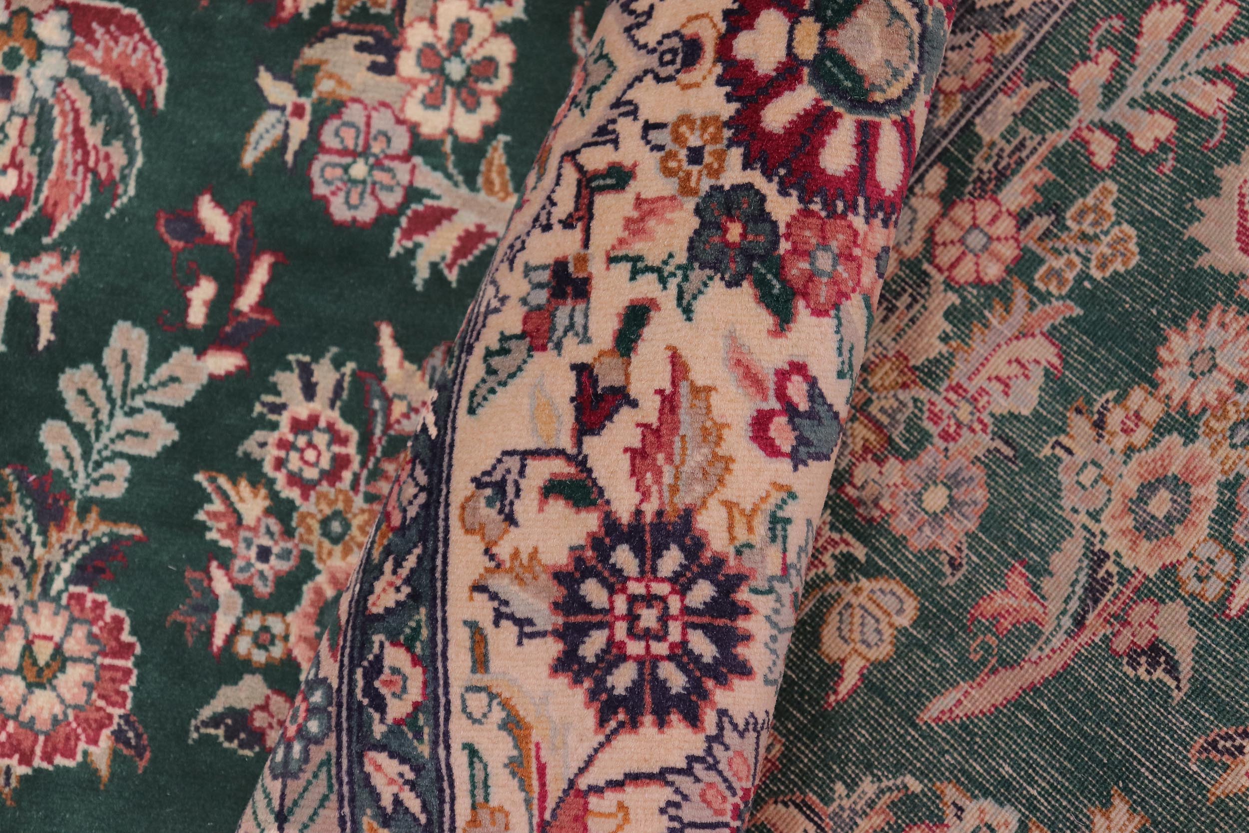 handmade Transitional Sarook Green Green Hand Knotted RECTANGLE 100% WOOL area rug 9x12