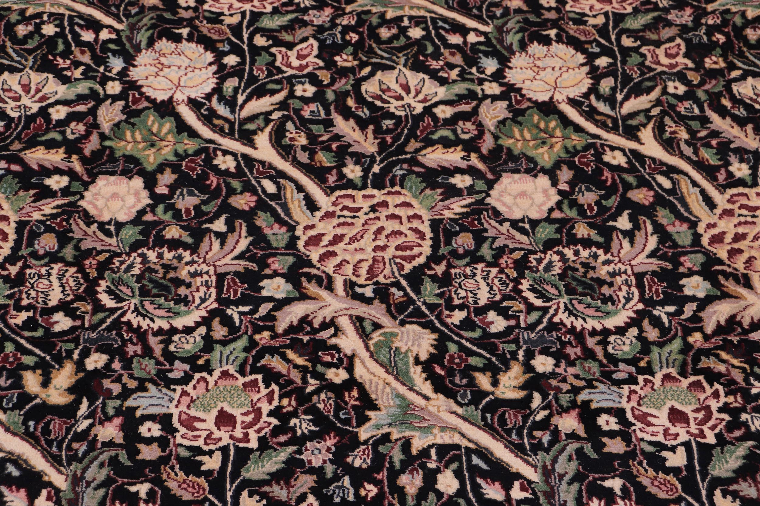 handmade Transitional Morris Black Black Hand Knotted RECTANGLE 100% WOOL area rug 9x12