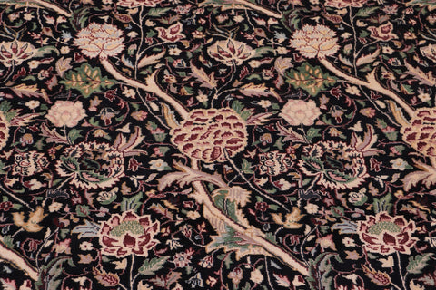 handmade Transitional Morris Black Black Hand Knotted RECTANGLE 100% WOOL area rug 9x12