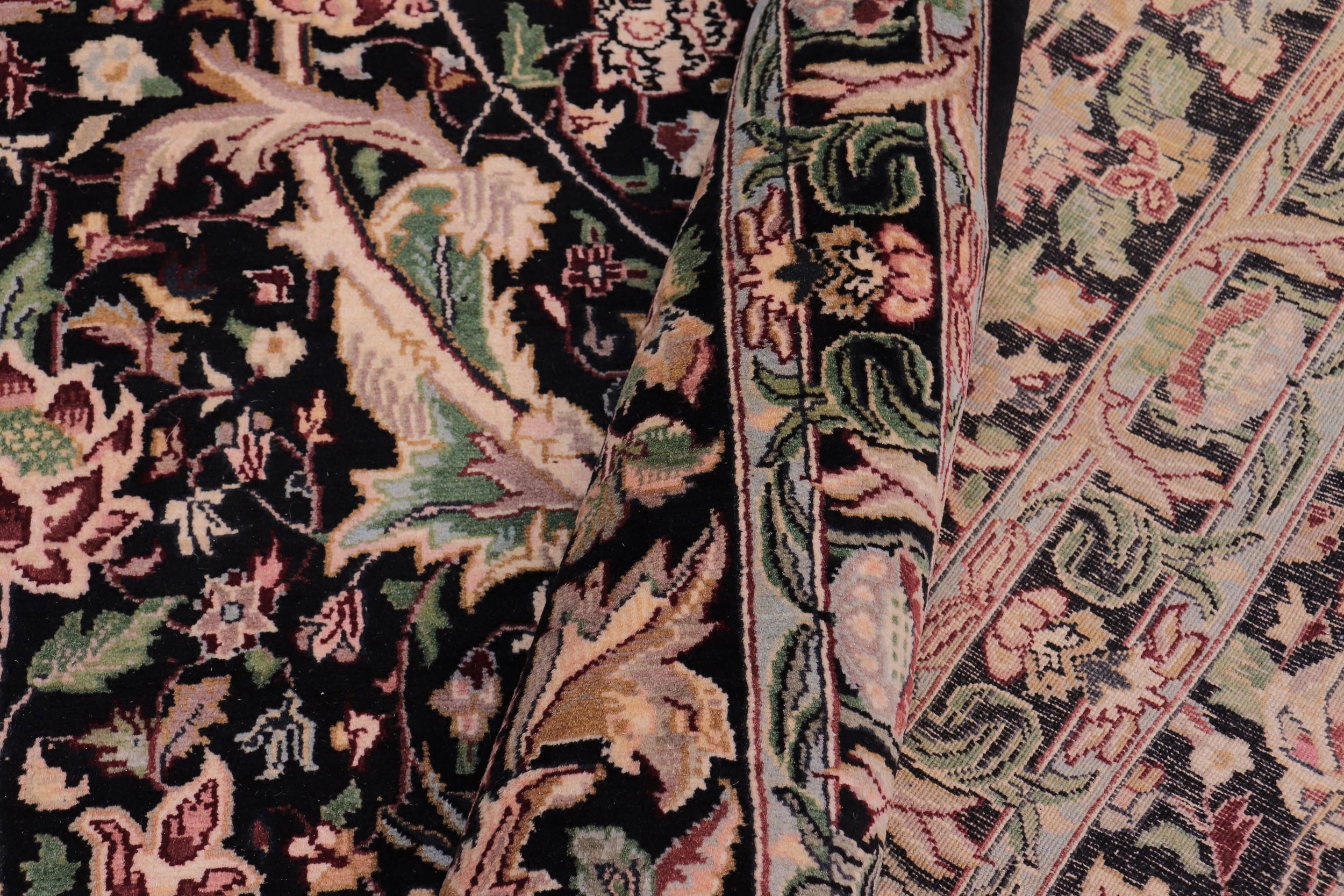 handmade Transitional Morris Black Black Hand Knotted RECTANGLE 100% WOOL area rug 9x12