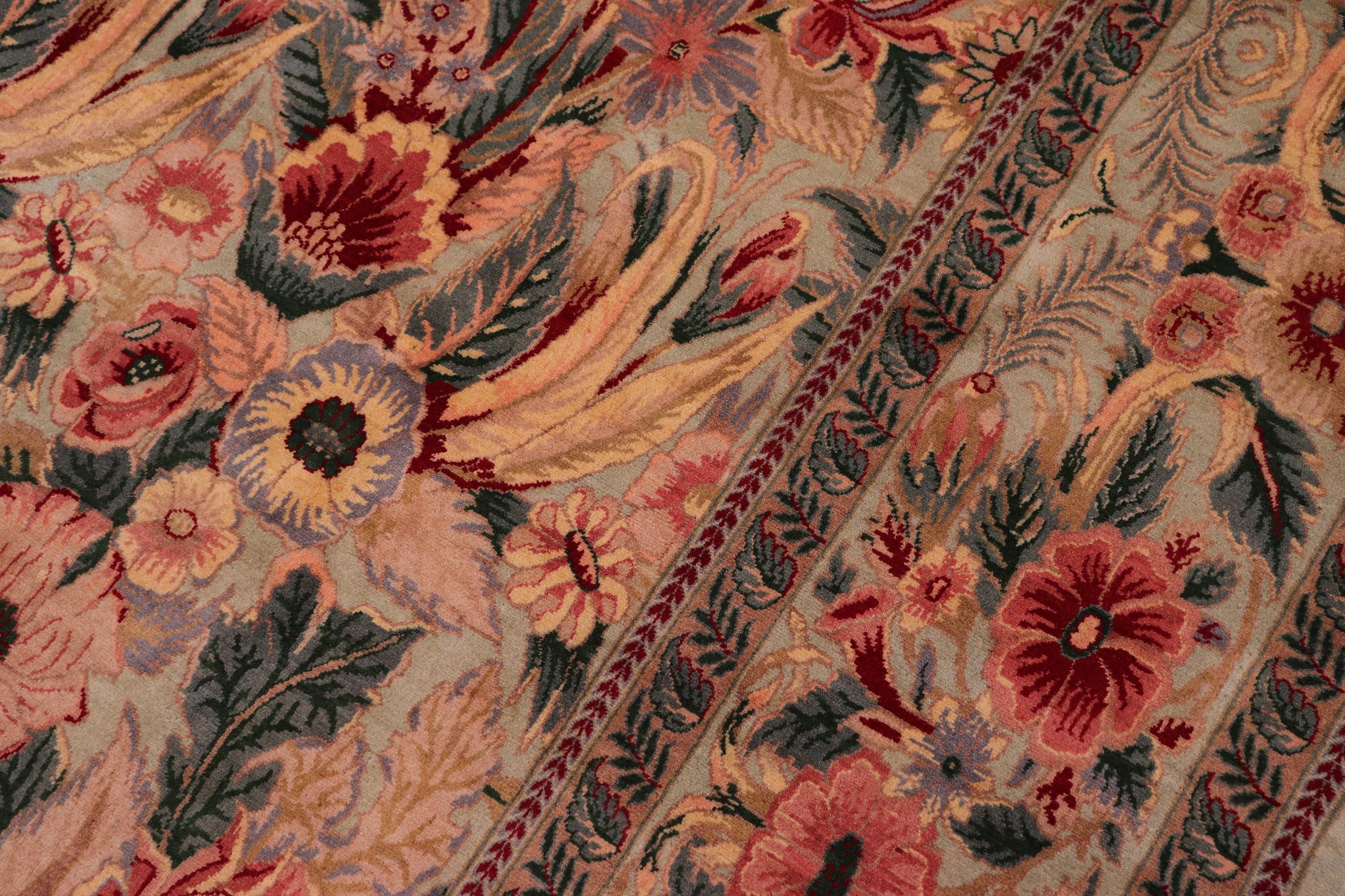 handmade Transitional  Lt. Green Lt. Green Hand Knotted RECTANGLE 100% WOOL area rug 9x12