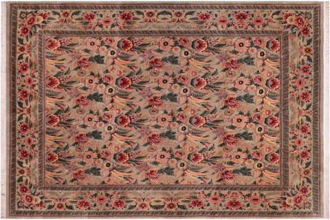 handmade Transitional  Lt. Green Lt. Green Hand Knotted RECTANGLE 100% WOOL area rug 9x12