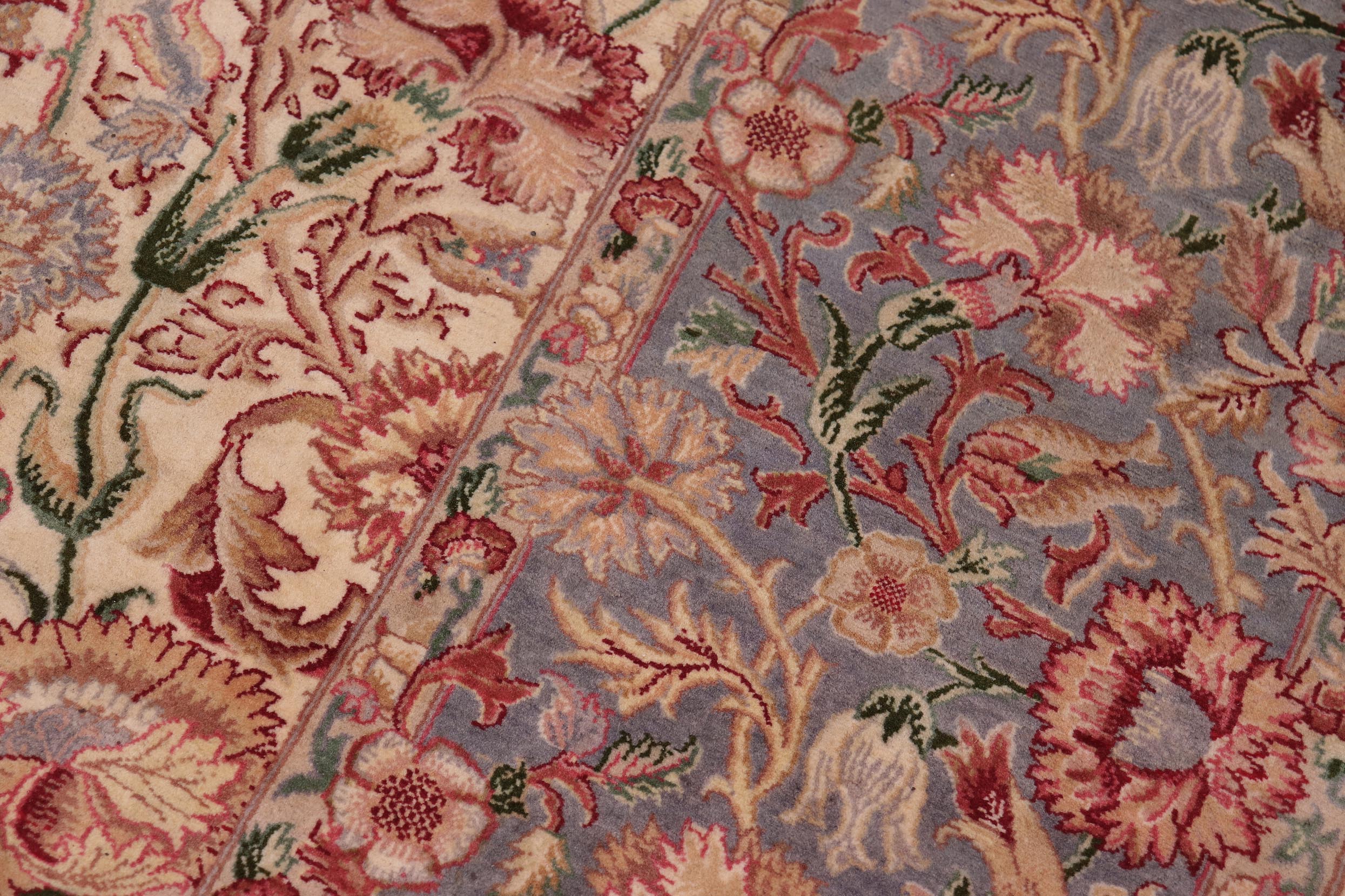 handmade Transitional Irfan Ivory Lt. Blue Hand Knotted RECTANGLE 100% WOOL area rug 9x12
