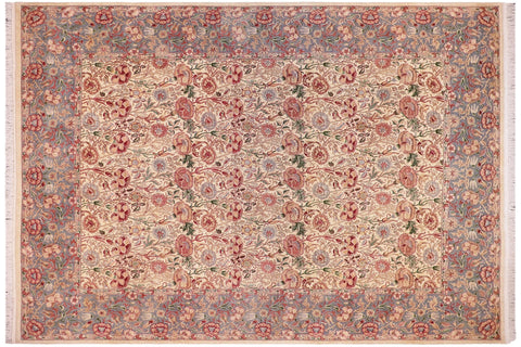 handmade Transitional Irfan Ivory Lt. Blue Hand Knotted RECTANGLE 100% WOOL area rug 9x12