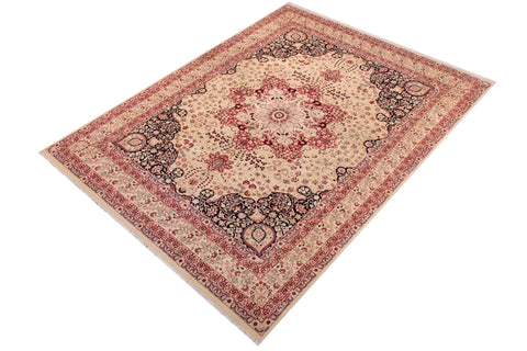 handmade Traditional Kirman Beige Red Hand Knotted RECTANGLE 100% WOOL area rug 9x12