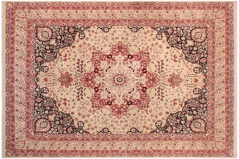 handmade Traditional Kirman Beige Red Hand Knotted RECTANGLE 100% WOOL area rug 9x12