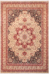 Traditional Kirman Lezlie Beige Red Hand Knotted Area rugs 9 x 12