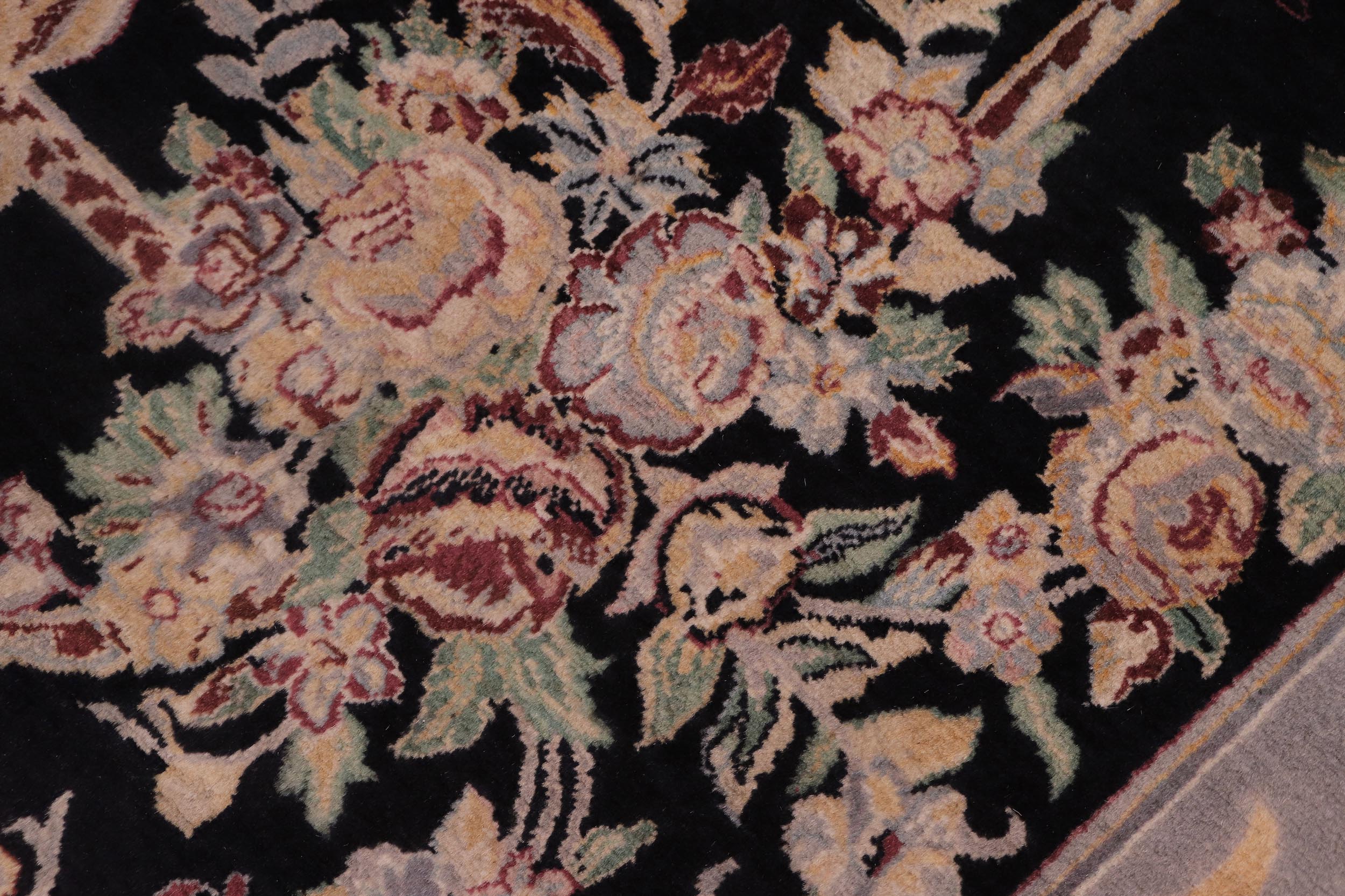 handmade Traditional Gujranwala Black Lt. Gray Hand Knotted RECTANGLE 100% WOOL area rug 9x12