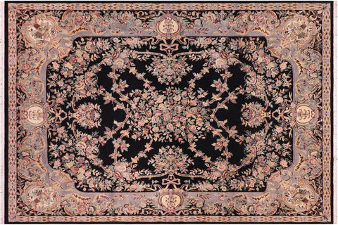 handmade Traditional Gujranwala Black Lt. Gray Hand Knotted RECTANGLE 100% WOOL area rug 9x12
