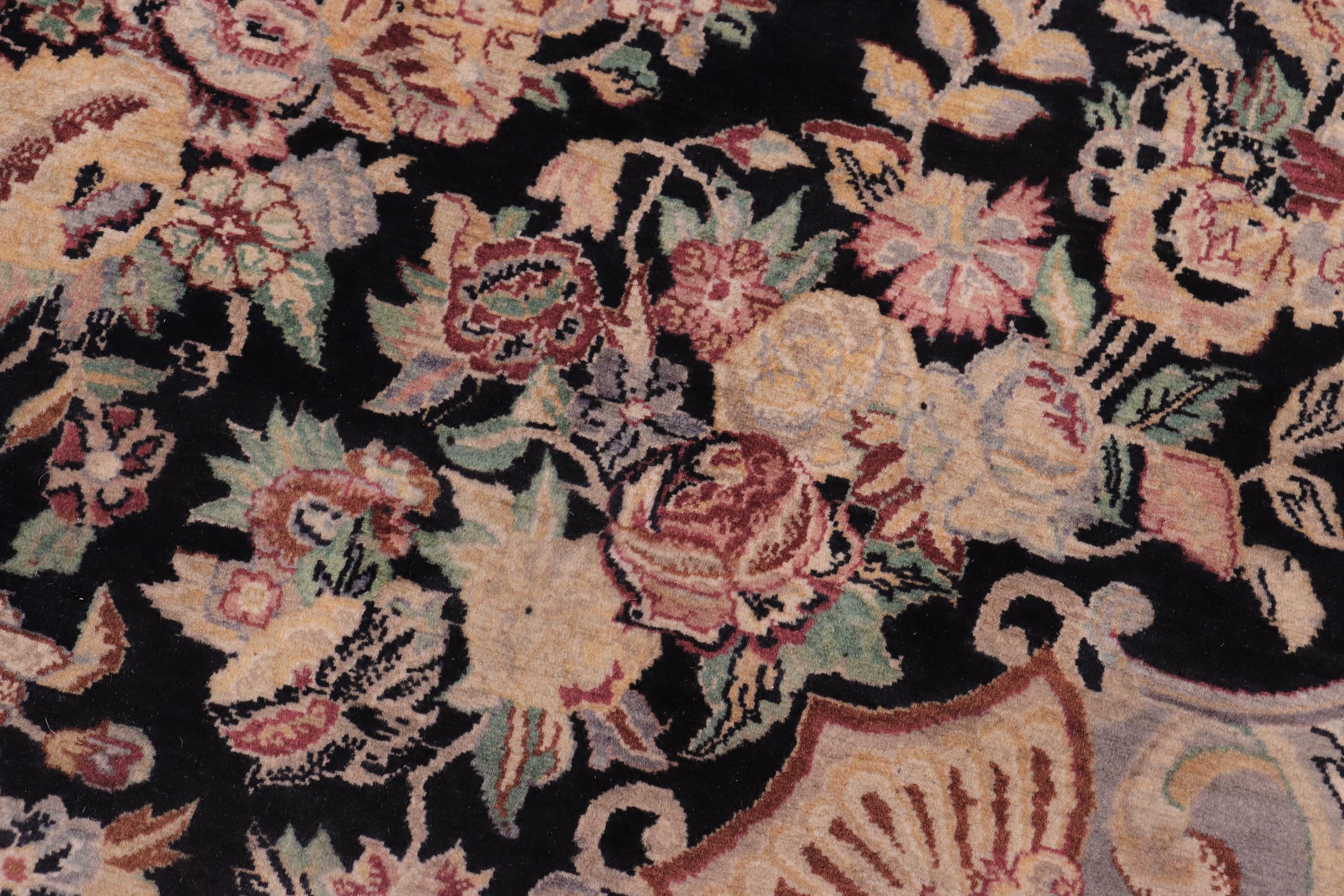 handmade Traditional Gujranwala Black Lt. Gray Hand Knotted RECTANGLE 100% WOOL area rug 9x12