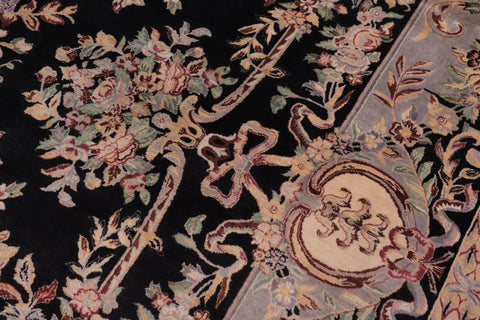 handmade Traditional Gujranwala Black Lt. Gray Hand Knotted RECTANGLE 100% WOOL area rug 9x12