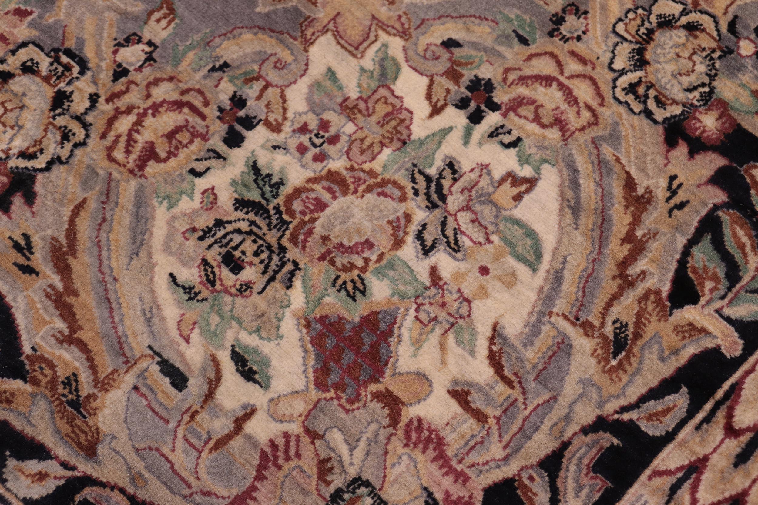 handmade Traditional Gujranwala Black Lt. Gray Hand Knotted RECTANGLE 100% WOOL area rug 9x12