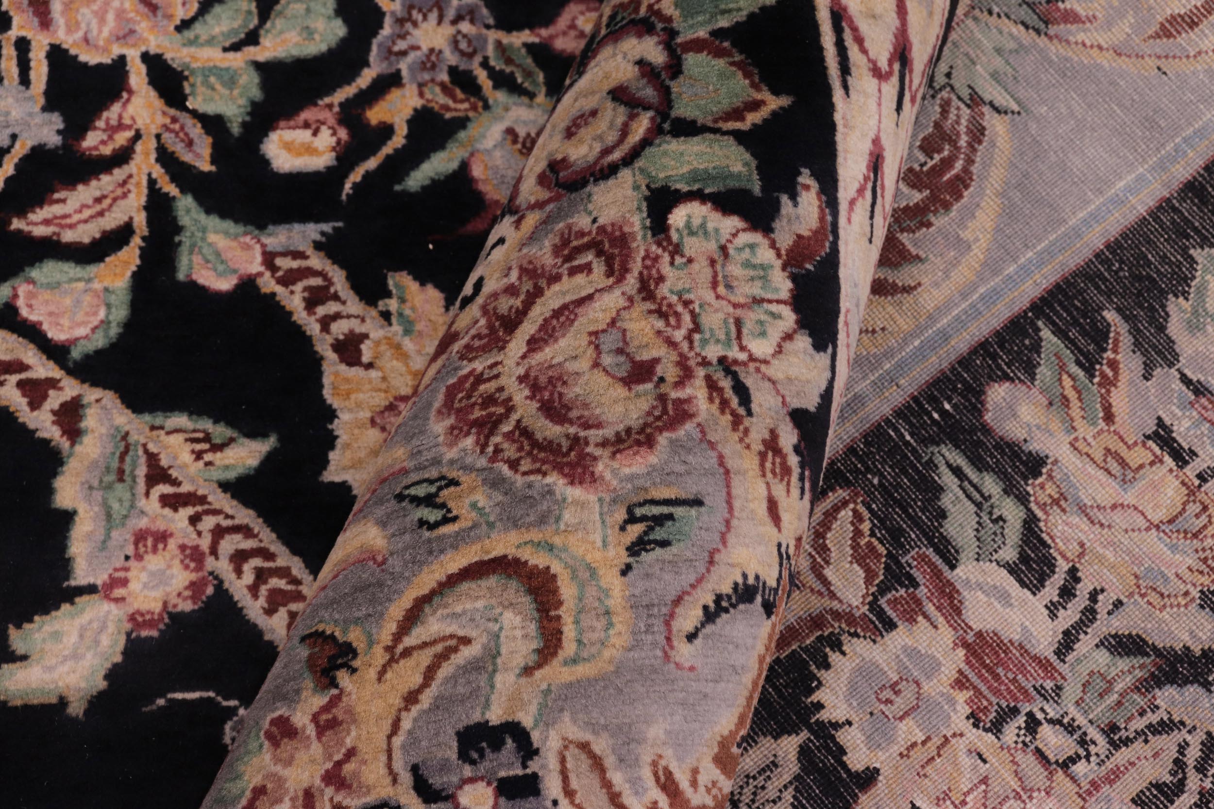 handmade Traditional Gujranwala Black Lt. Gray Hand Knotted RECTANGLE 100% WOOL area rug 9x12