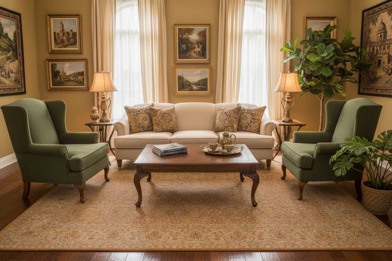 handmade Transitional Kafkaz Brown Lt. Tan Hand Knotted RECTANGLE 100% WOOL area rug 9x12