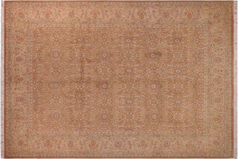 handmade Transitional Kafkaz Brown Lt. Tan Hand Knotted RECTANGLE 100% WOOL area rug 9x12