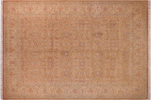 handmade Transitional Kafkaz Brown Lt. Tan Hand Knotted RECTANGLE 100% WOOL area rug 9x12