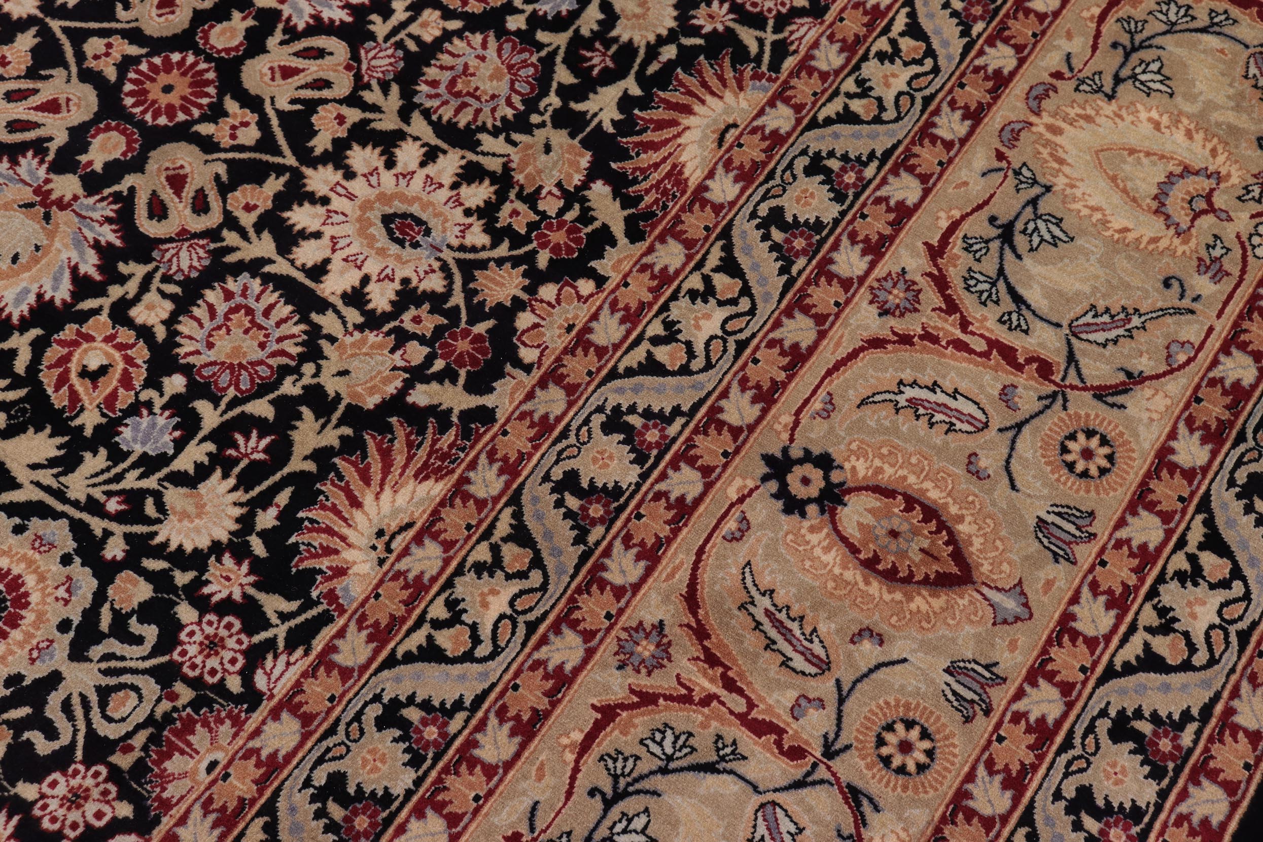 handmade Transitional New Asif Black Tan Hand Knotted RECTANGLE 100% WOOL area rug 9x12