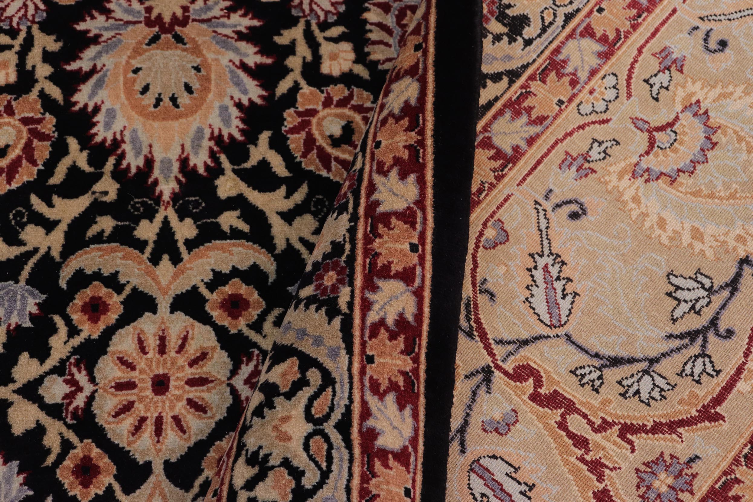 handmade Transitional New Asif Black Tan Hand Knotted RECTANGLE 100% WOOL area rug 9x12