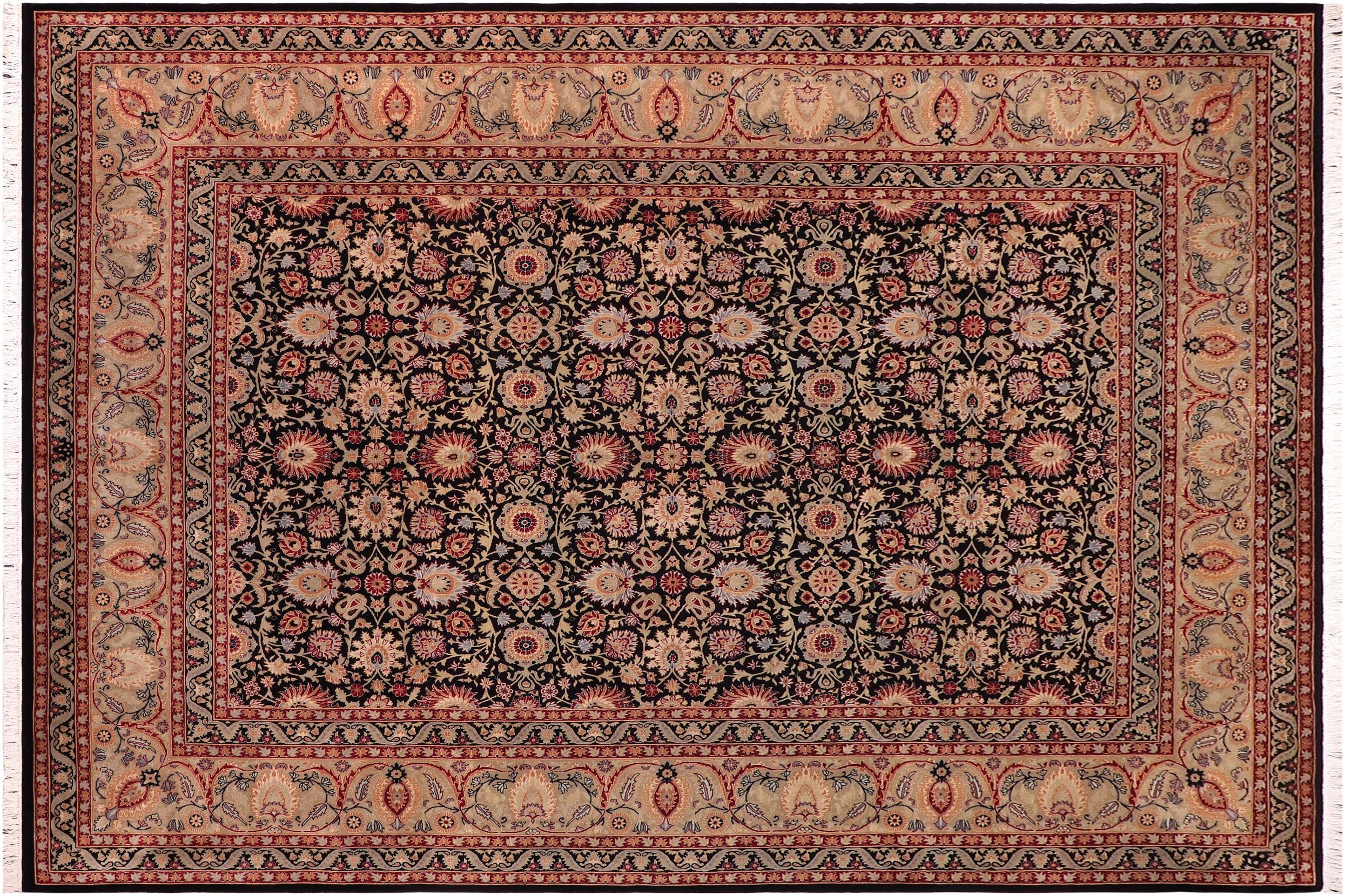 handmade Transitional New Asif Black Tan Hand Knotted RECTANGLE 100% WOOL area rug 9x12