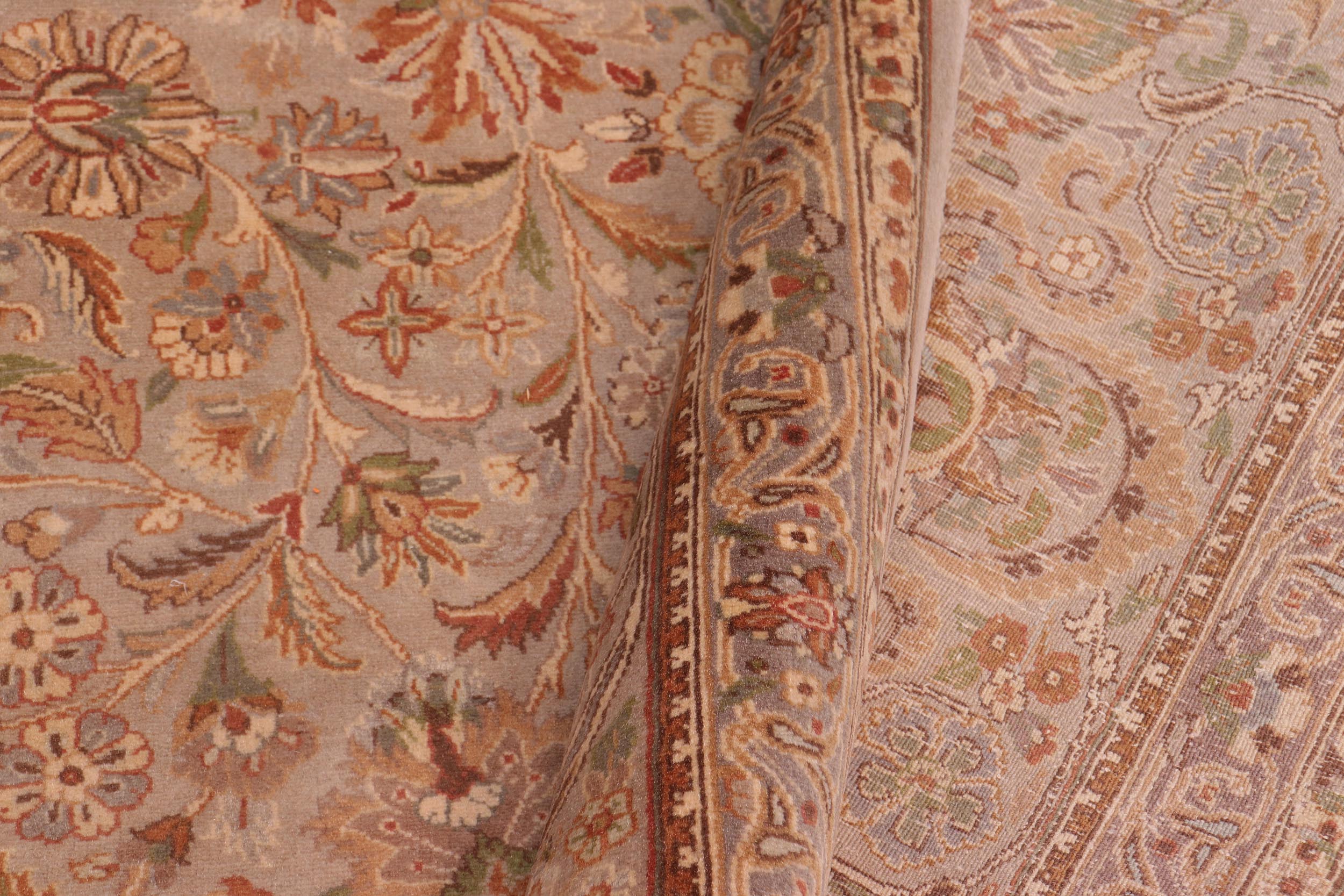 handmade Traditional Lahore Lt. Gray Lt. Gray Hand Knotted RECTANGLE 100% WOOL area rug 9x12