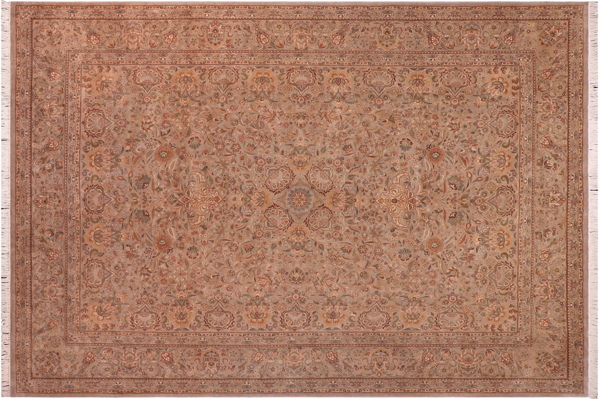 handmade Traditional Lahore Lt. Gray Lt. Gray Hand Knotted RECTANGLE 100% WOOL area rug 9x12