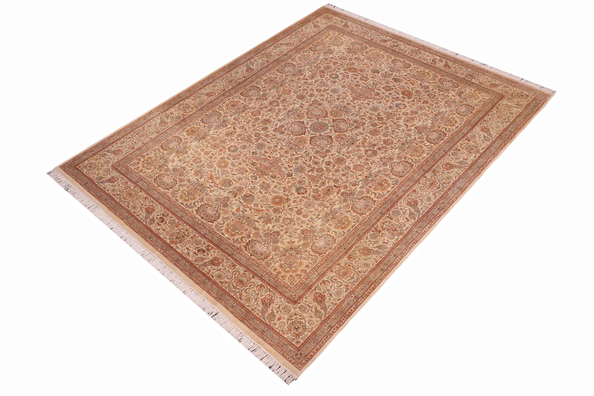 handmade Traditional  Ivory Ivory Hand Knotted RECTANGLE 100% WOOL area rug 9x12