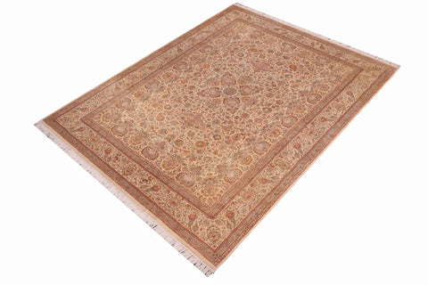 handmade Traditional  Ivory Ivory Hand Knotted RECTANGLE 100% WOOL area rug 9x12