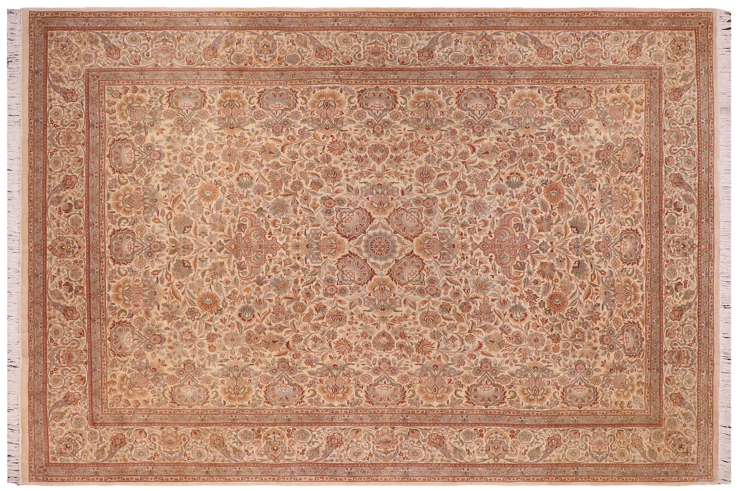 handmade Traditional  Ivory Ivory Hand Knotted RECTANGLE 100% WOOL area rug 9x12
