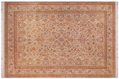 handmade Traditional  Ivory Ivory Hand Knotted RECTANGLE 100% WOOL area rug 9x12
