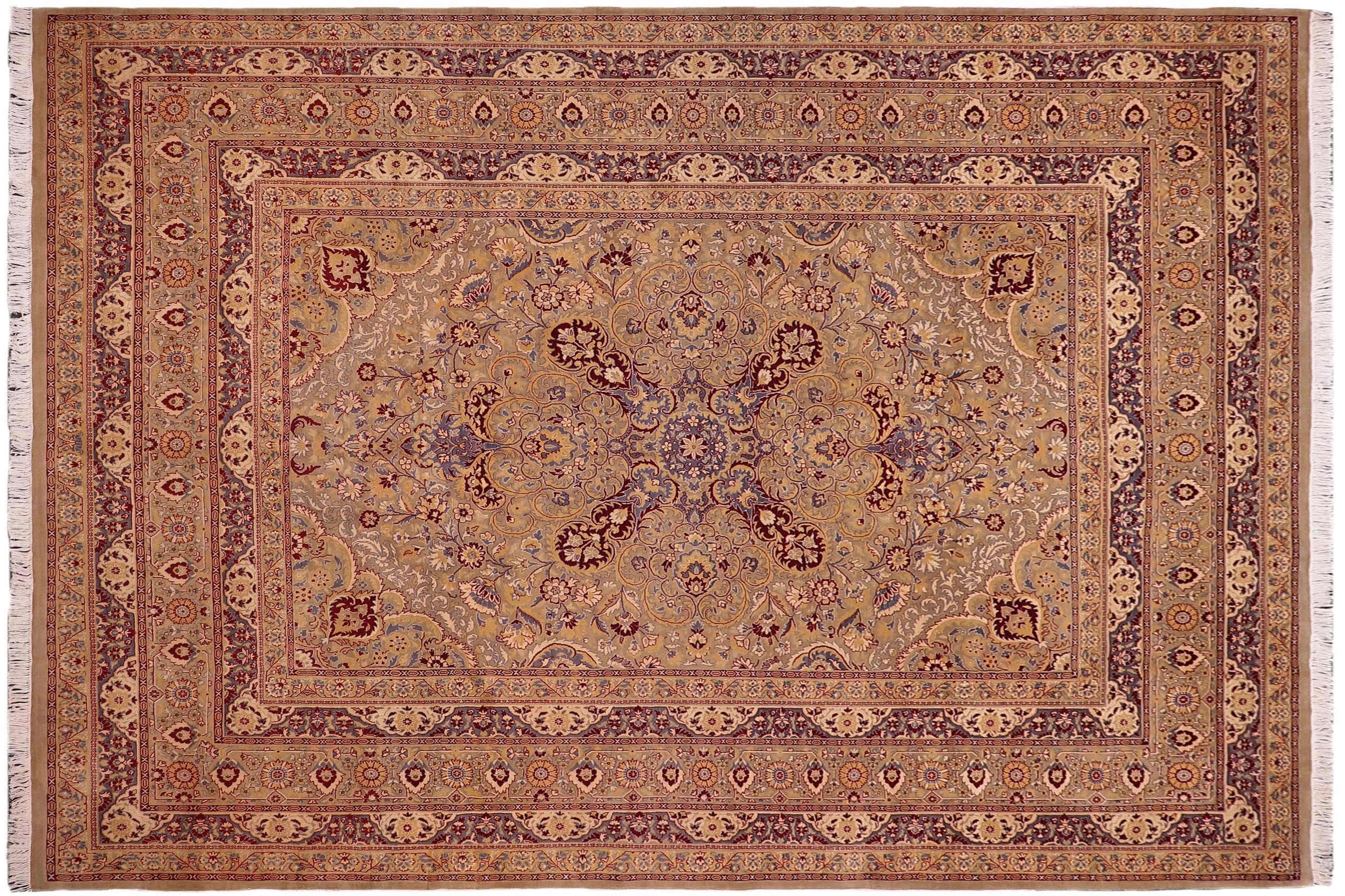 handmade Traditional  Lt. Green Lt. Green Hand Knotted RECTANGLE 100% WOOL area rug 9x12