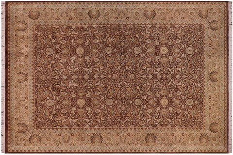 handmade Transitional Regular Brown Tan Hand Knotted RECTANGLE 100% WOOL area rug 9x12
