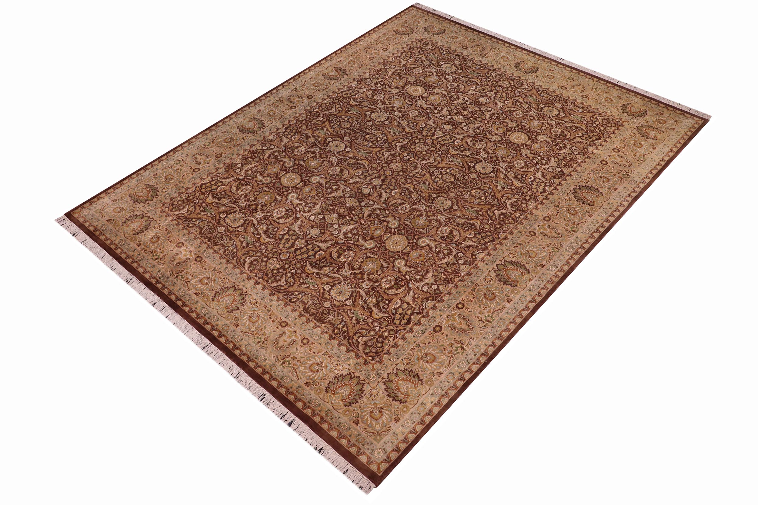 handmade Transitional Regular Brown Tan Hand Knotted RECTANGLE 100% WOOL area rug 9x12