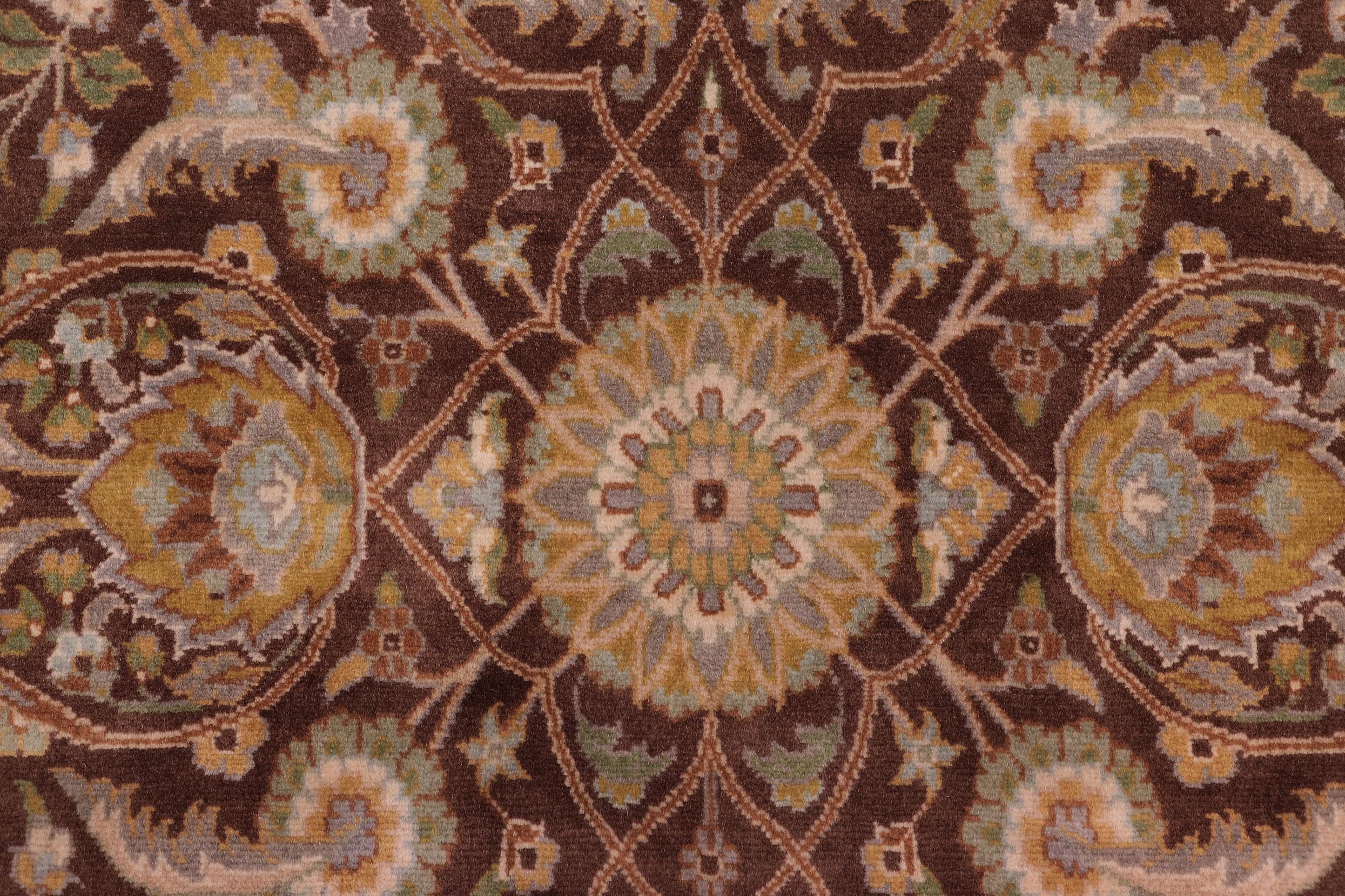 handmade Transitional Regular Brown Tan Hand Knotted RECTANGLE 100% WOOL area rug 9x12