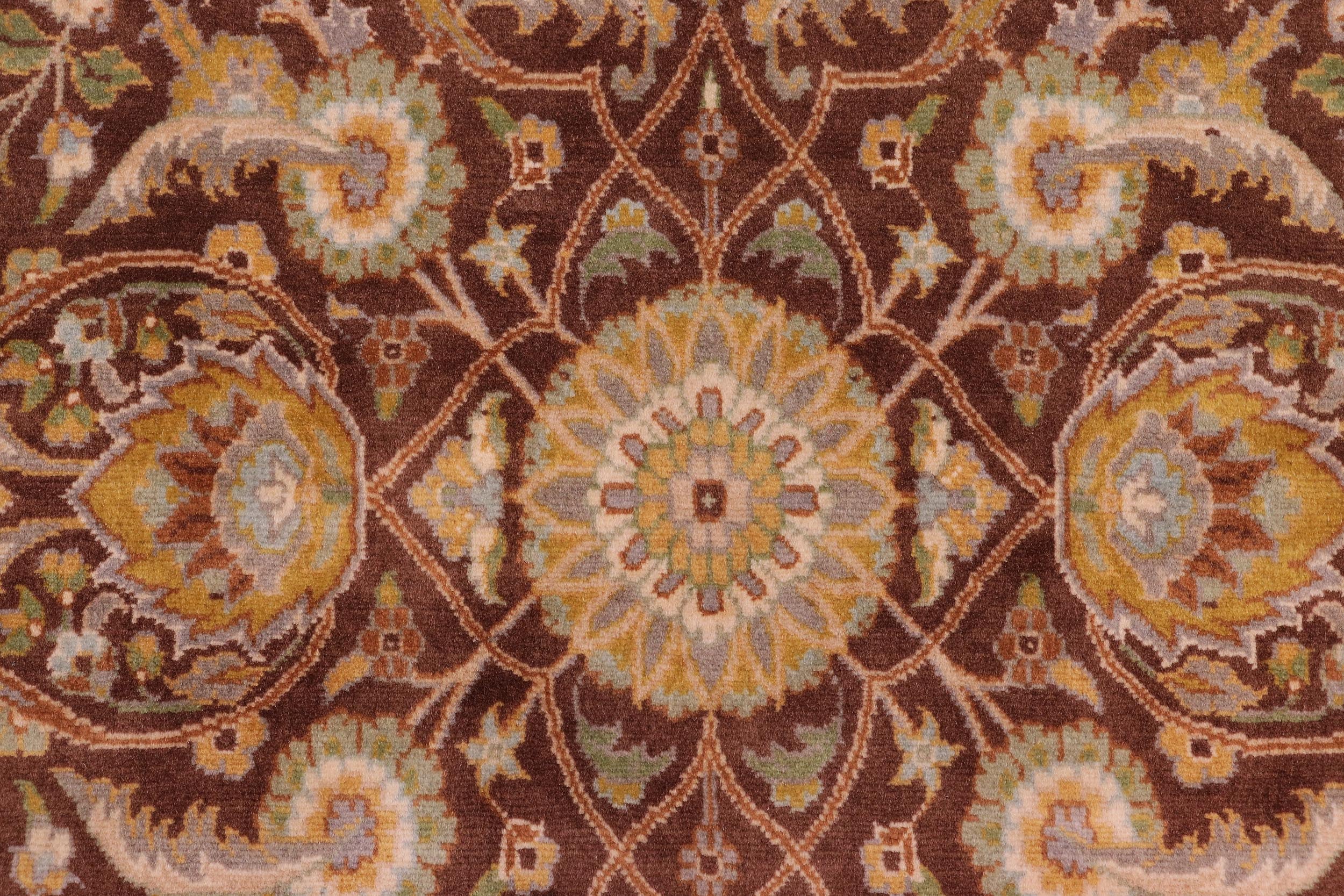 handmade Transitional Regular Brown Tan Hand Knotted RECTANGLE 100% WOOL area rug 9x12