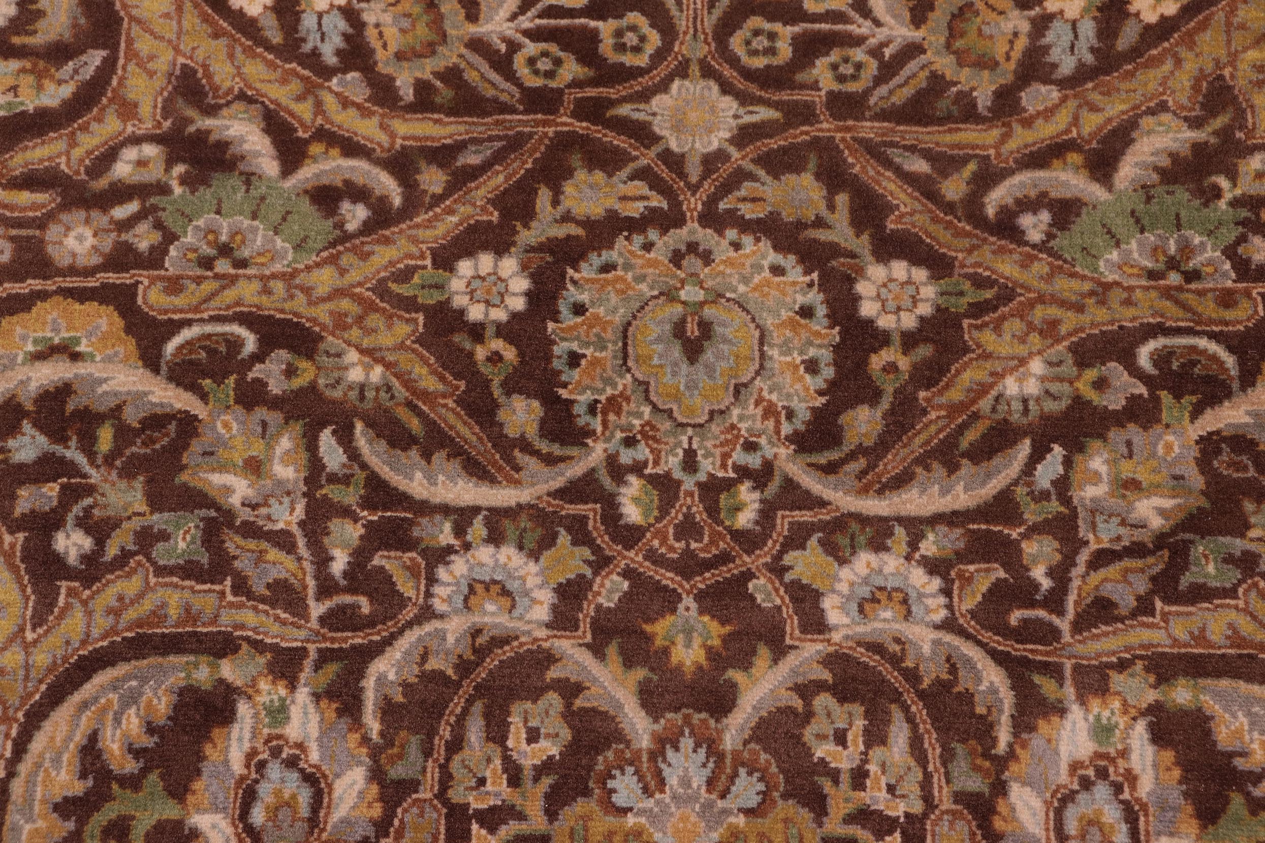 handmade Transitional Regular Brown Tan Hand Knotted RECTANGLE 100% WOOL area rug 9x12